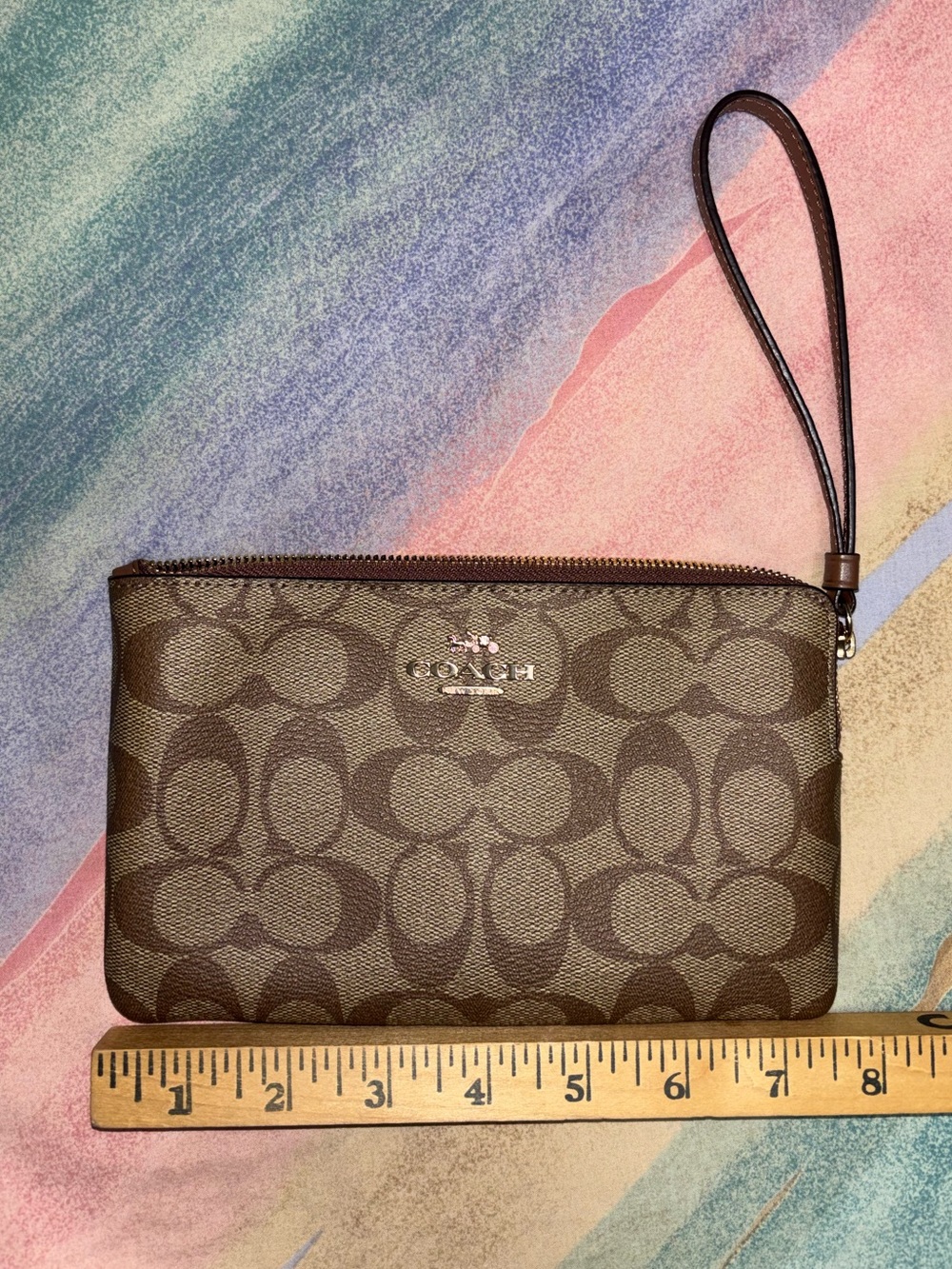 Coach brown tan Signature Wristlet Wallet